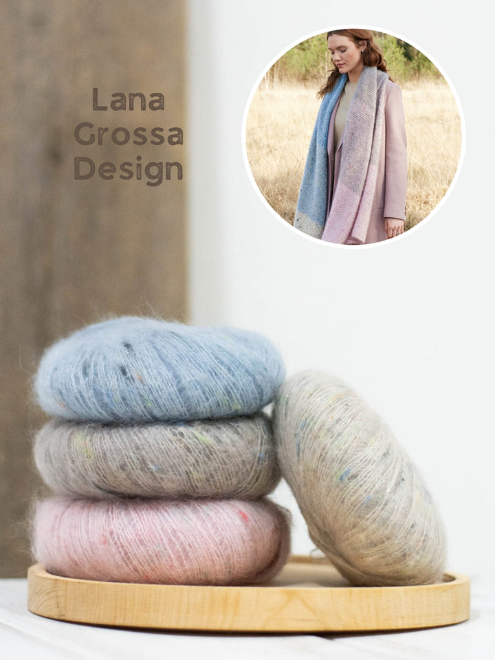 Breipakket Natural Superkid Tweed colorblock sjaal