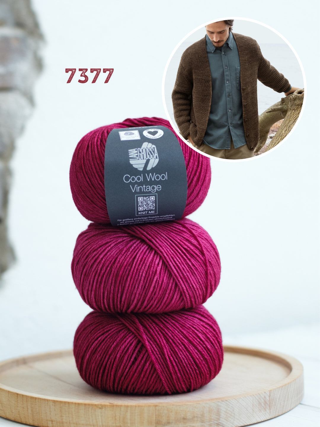 Breipakket Cool Wool Vintage v-hals vest in halve patentsteek voor hem