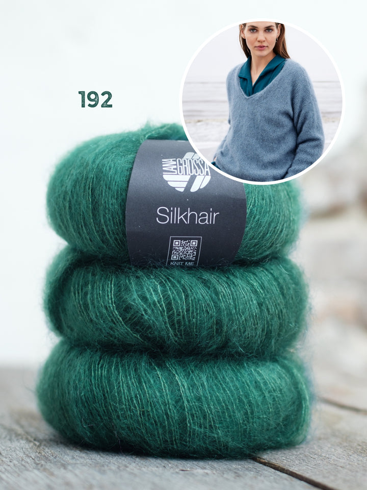 Breipakket Silkhair trui met v-hals