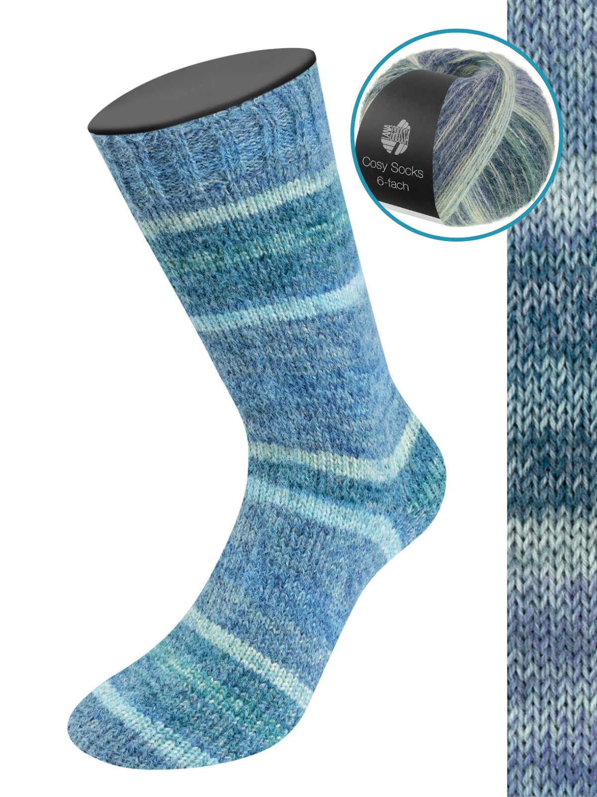 Cosy Socks 6-fach Dream 2153 Grijs/Blauw-/Groengrijs/Donkerblauw/Licht-/Donkergrijs