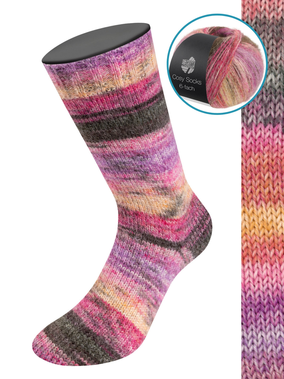 Cosy Socks 6-fach Dream 2156 Fuchsia/Pink/Zalmrood/Geeloranje/Grijs/Donkergrijs/Braam/Lila/Roodviolet