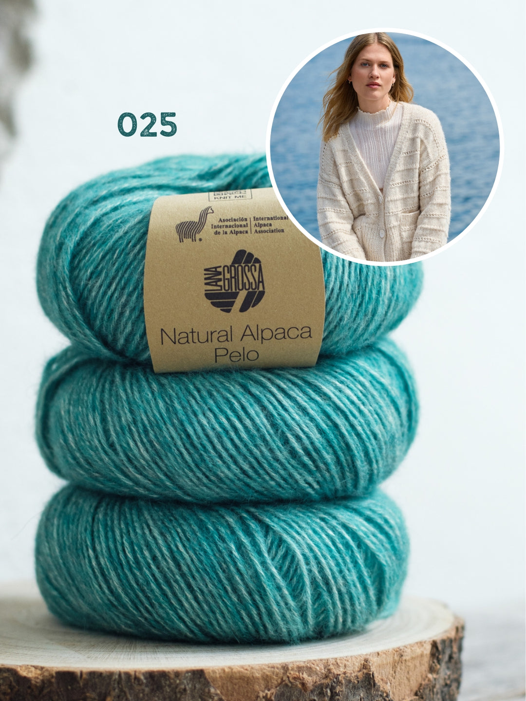 Breipakket Natural Alpaca Pelo vest met textuurstrepen