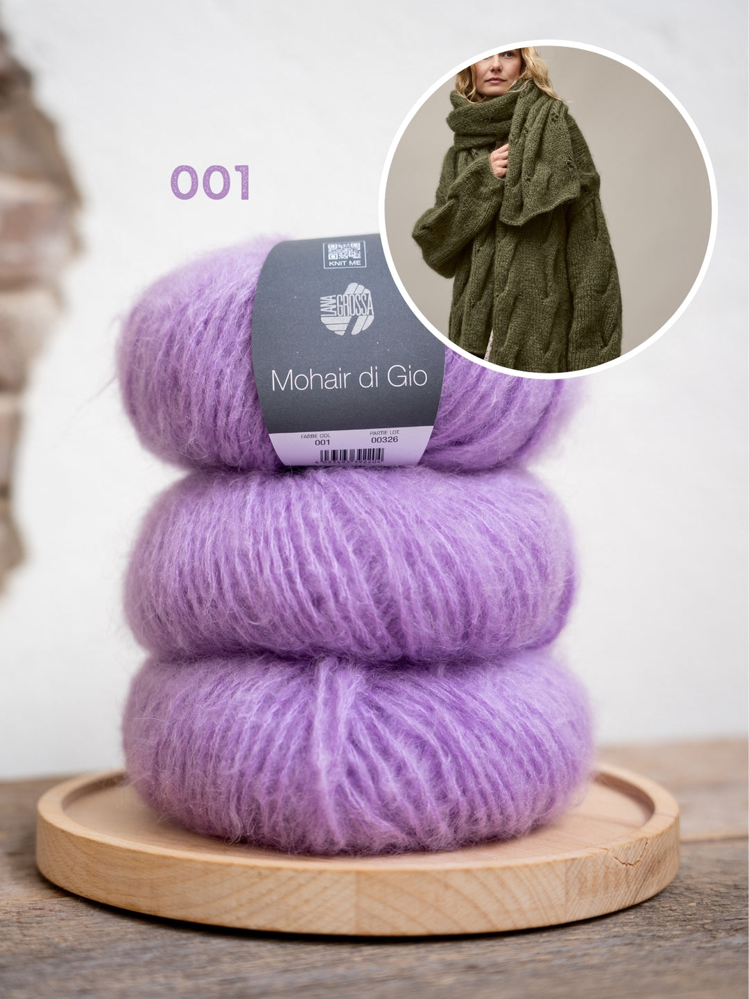 Breipakket Mohair Di Gio sjaal met kabels