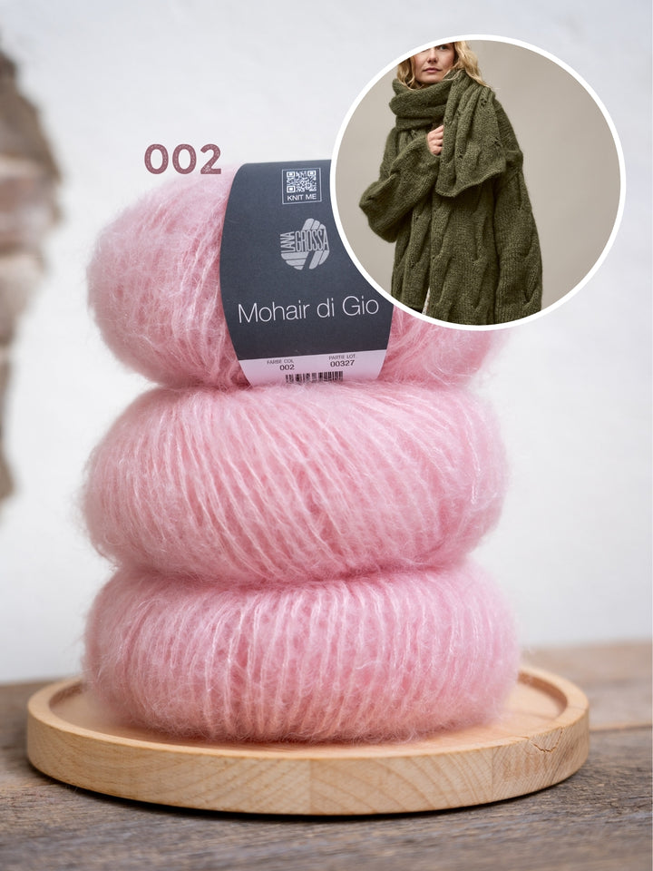 Breipakket Mohair Di Gio sjaal met kabels