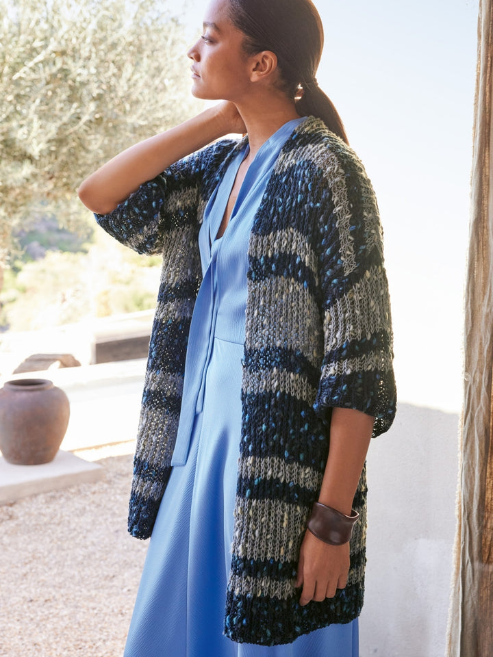 Breipakket Popcorn lang vest in patentsteek