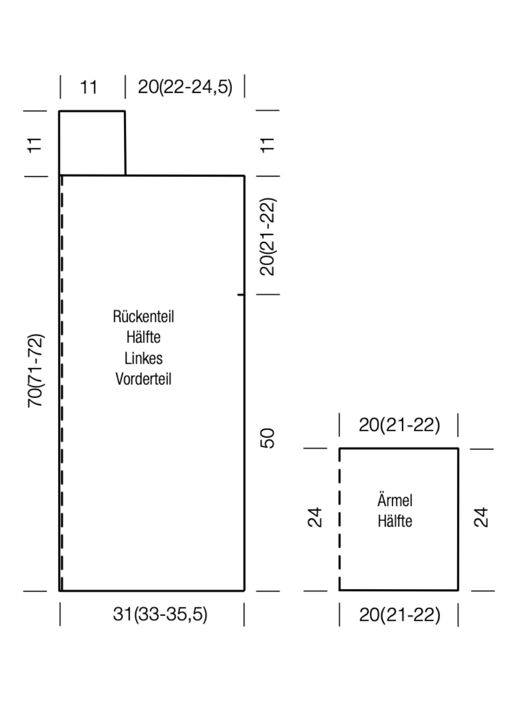 Breipakket Popcorn lang vest in patentsteek