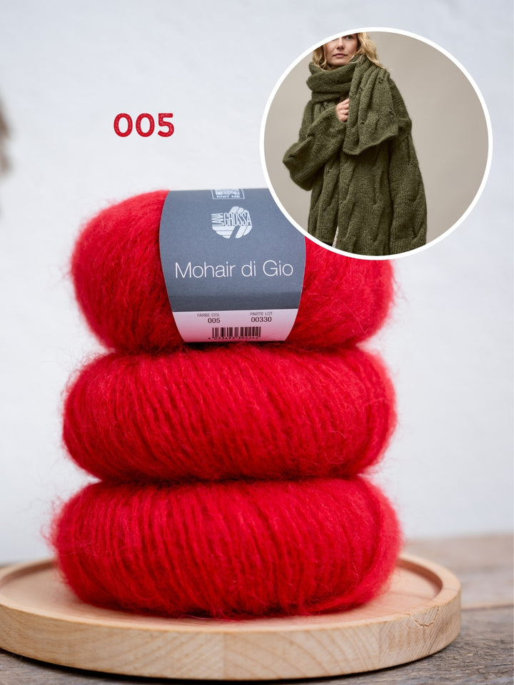 Breipakket Mohair Di Gio sjaal met kabels