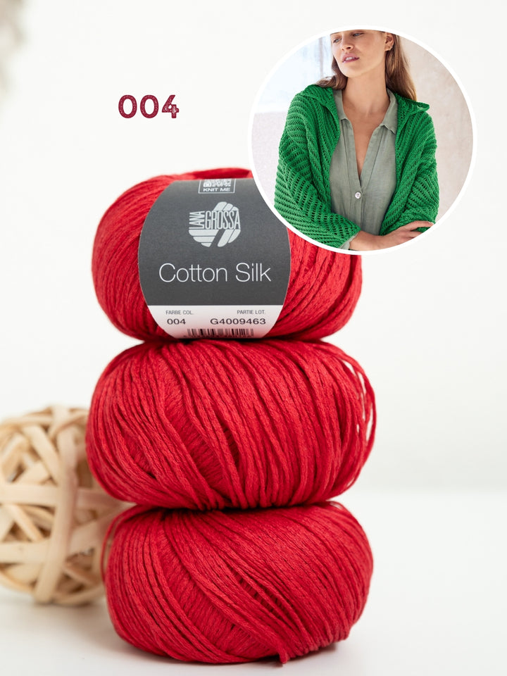 Breipakket Cotton Silk vest met visgraatpatroon