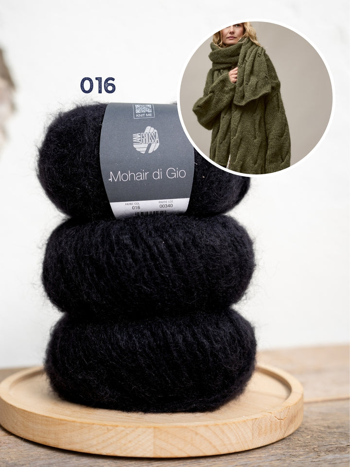 Breipakket Mohair Di Gio oversized vest met kabels