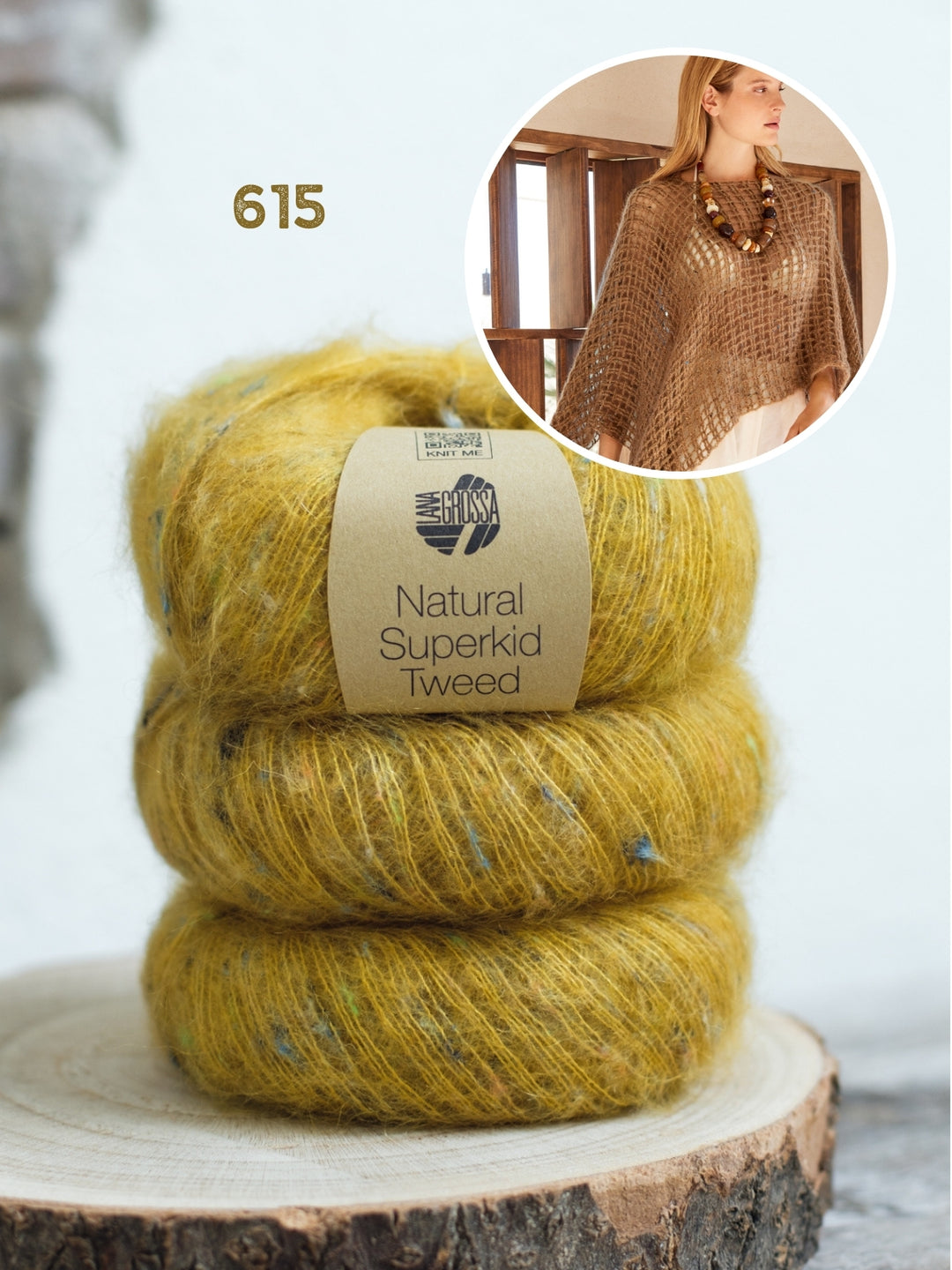 Haakpakket Natural Superkid Tweed poncho