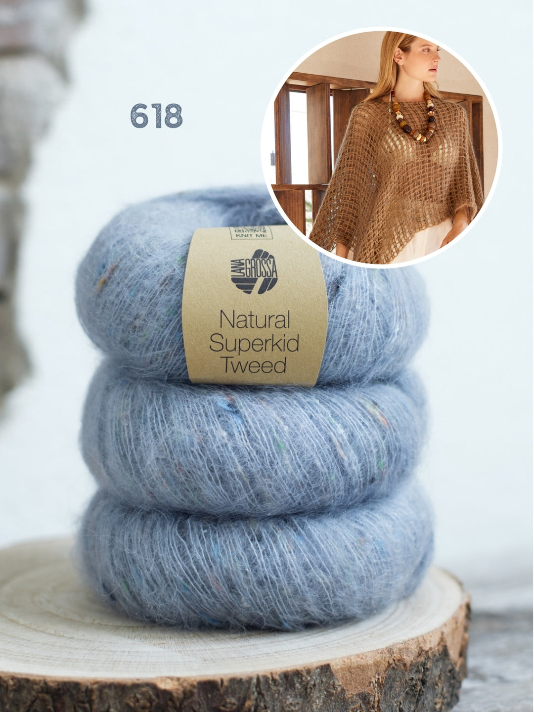 Haakpakket Natural Superkid Tweed poncho