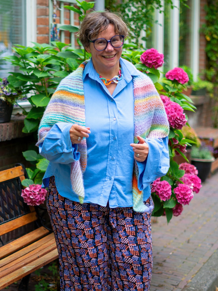 Tunisch haakpakket Over The Rainbow stola