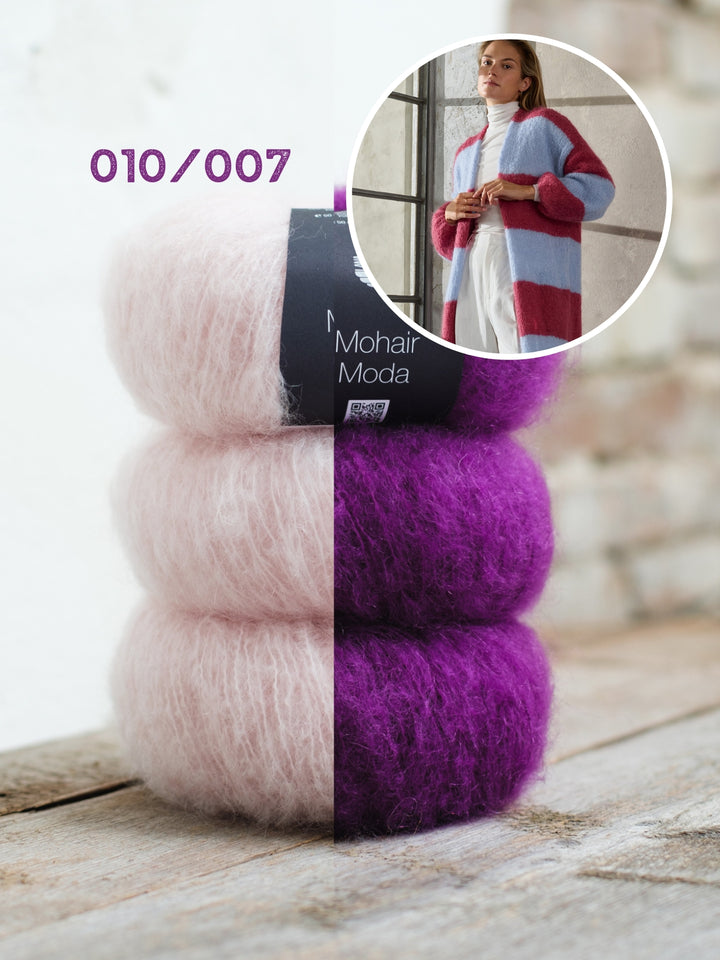 Breipakket Mohair Moda gestreepte mantel