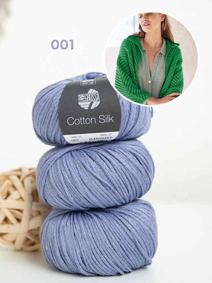Breipakket Cotton Silk vest met visgraatpatroon