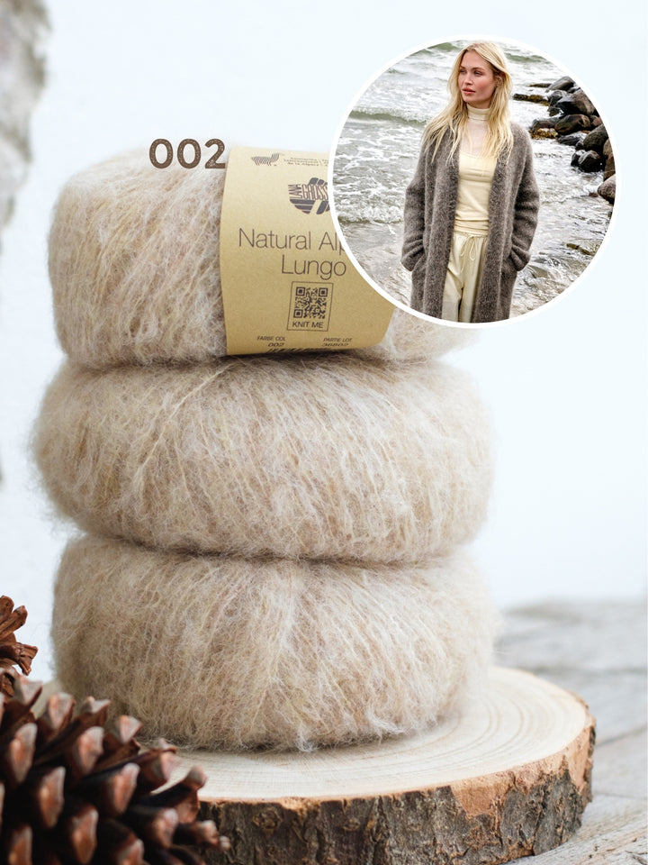 Breipakket Natural Alpaca Lungo lange mantel