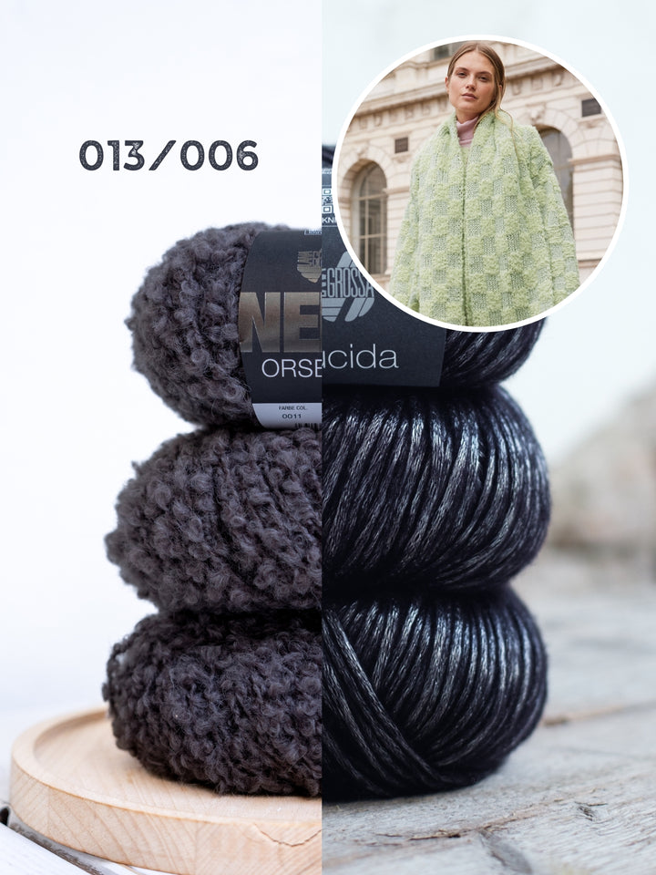 Breipakket Orsetto Lucida dambord sjaal