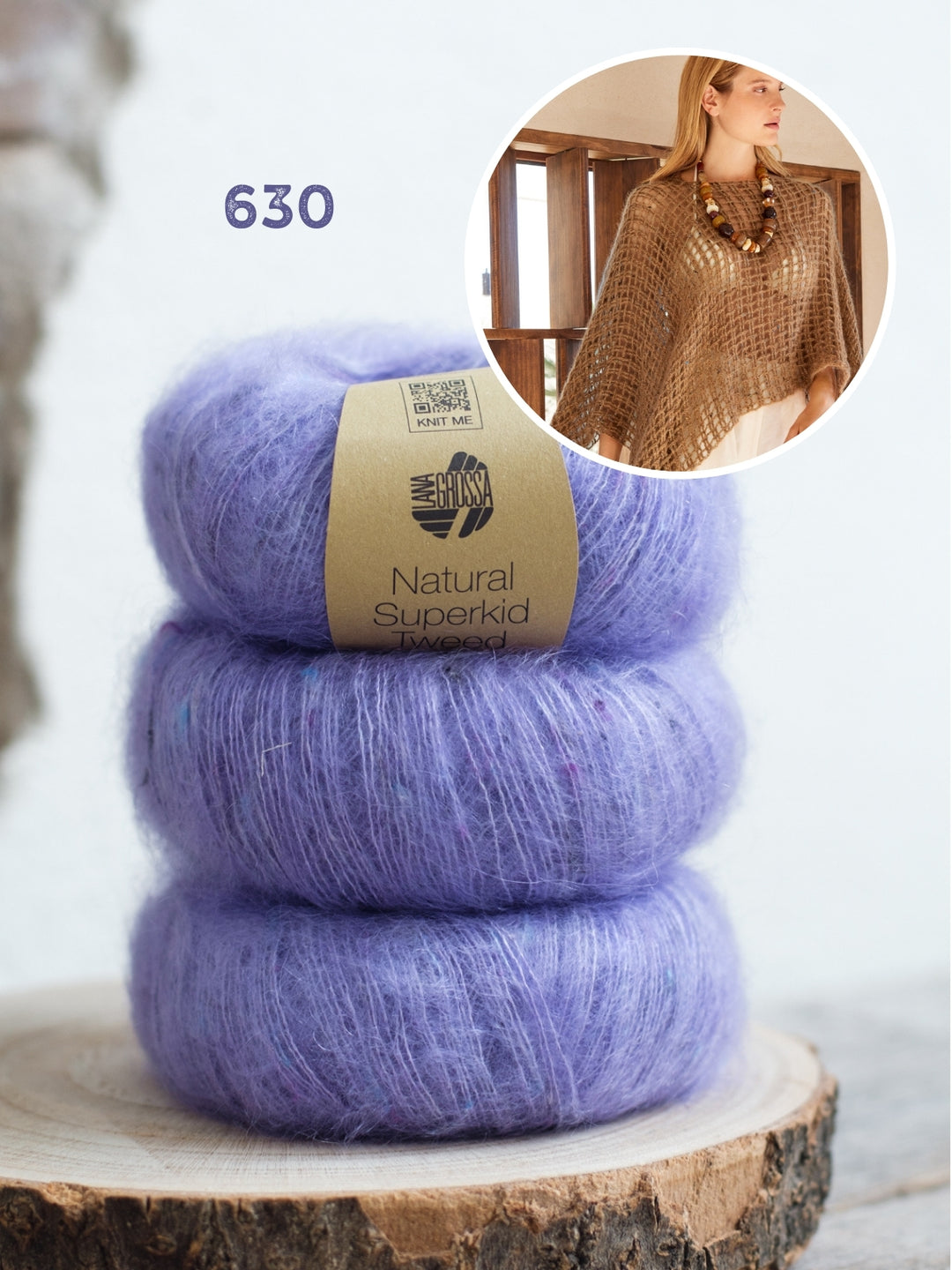 Haakpakket Natural Superkid Tweed poncho