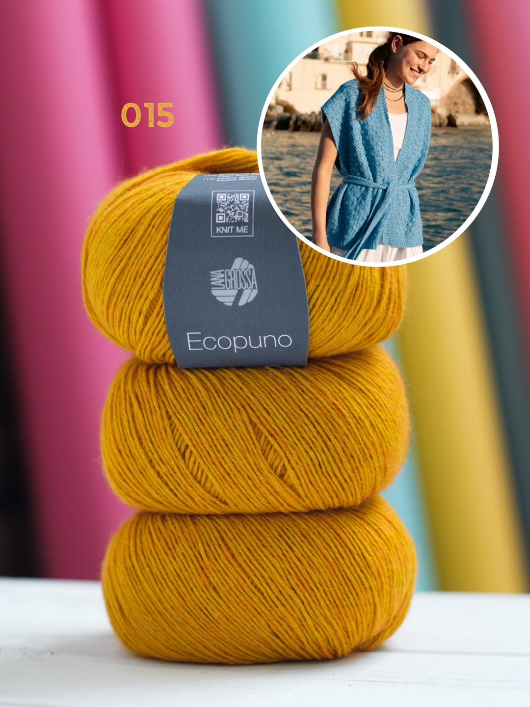 Haakpakket Ecopuno gilet in textuur