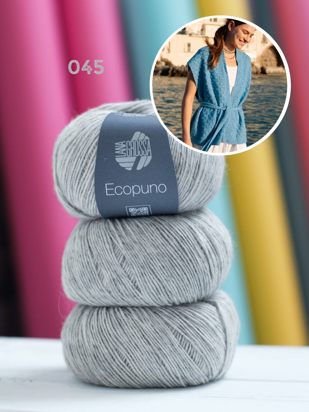 Haakpakket Ecopuno gilet in textuur