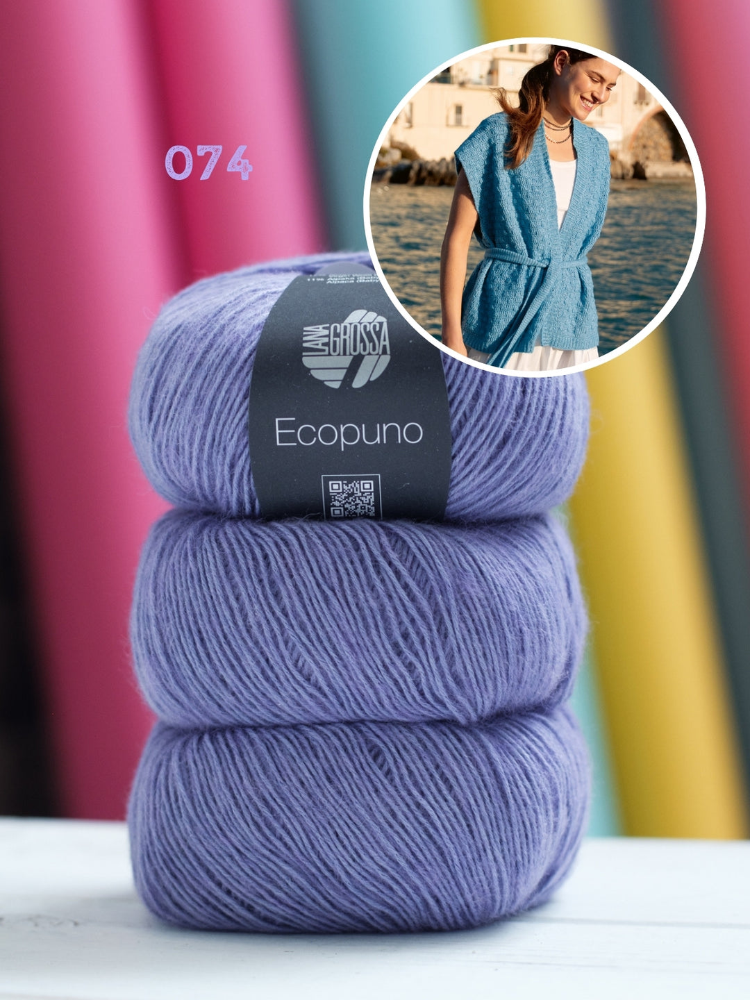 Haakpakket Ecopuno gilet in textuur