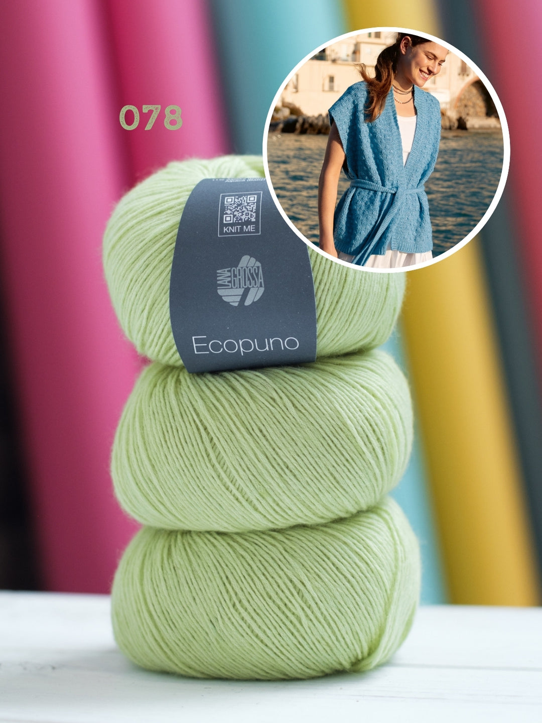 Haakpakket Ecopuno gilet in textuur