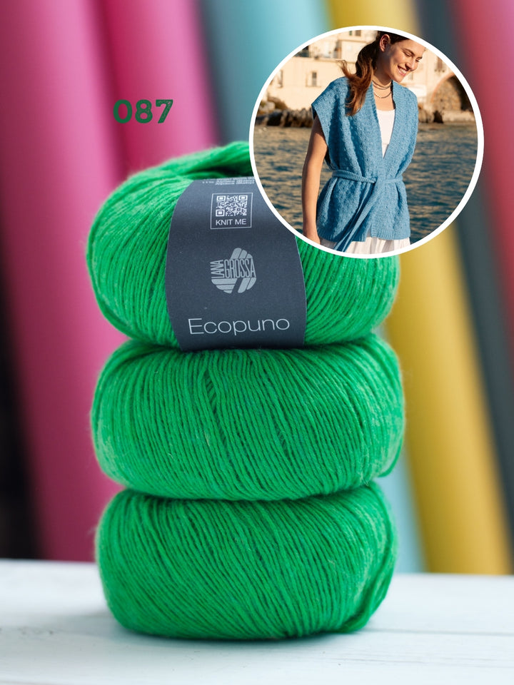 Haakpakket Ecopuno gilet in textuur