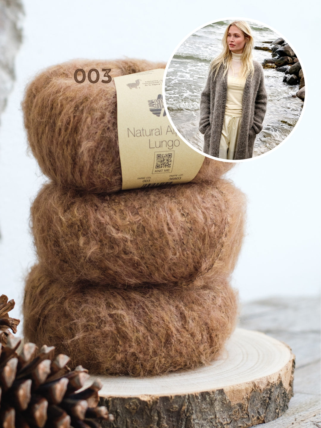 Breipakket Natural Alpaca Lungo lange mantel