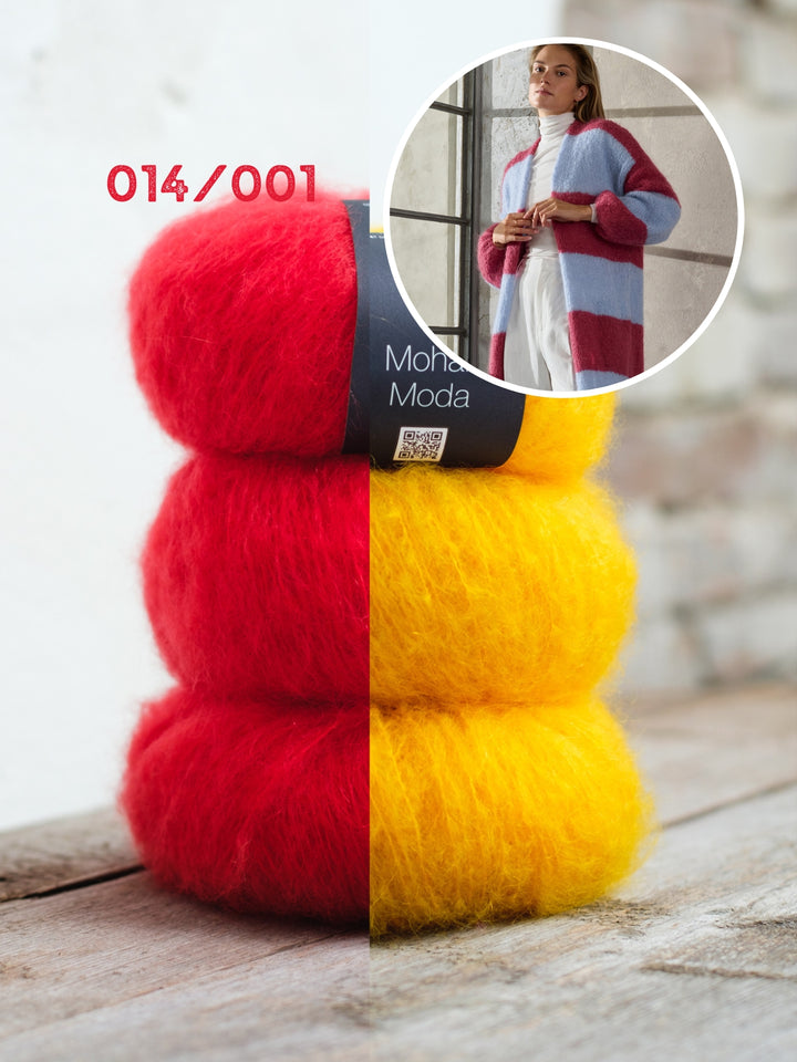 Breipakket Mohair Moda gestreepte mantel