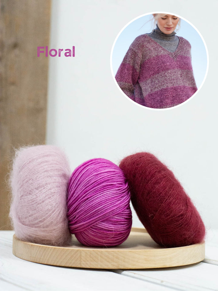 Breipakket Cool Wool Vintage Silkhair strepentrui met v-hals