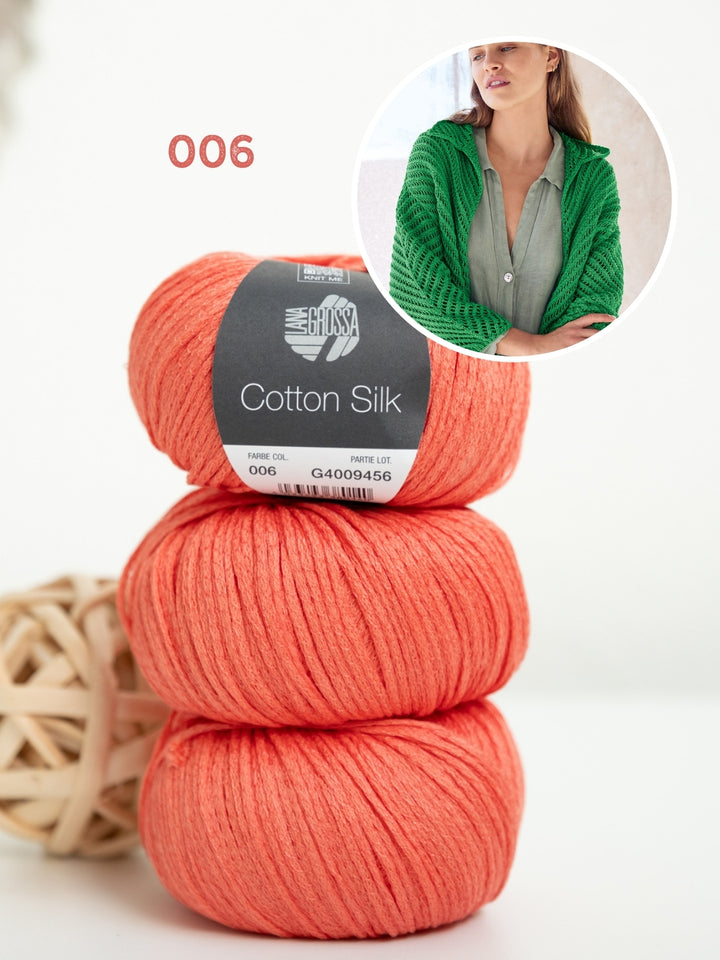 Breipakket Cotton Silk vest met visgraatpatroon