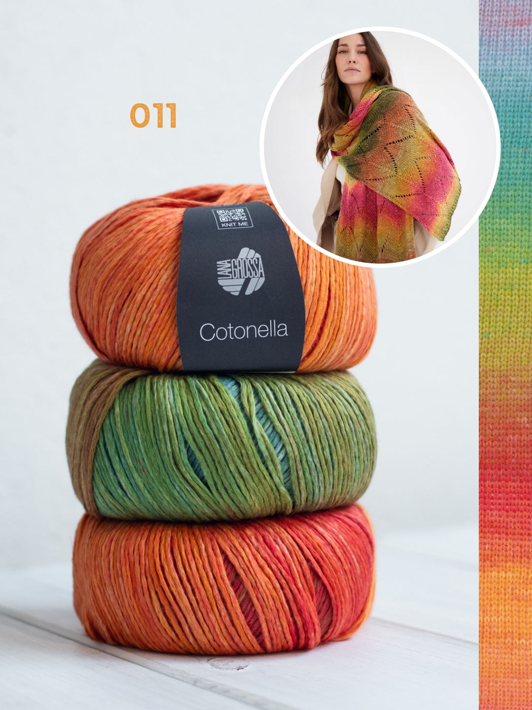 Breipakket Cotonella stola in golfpatroon