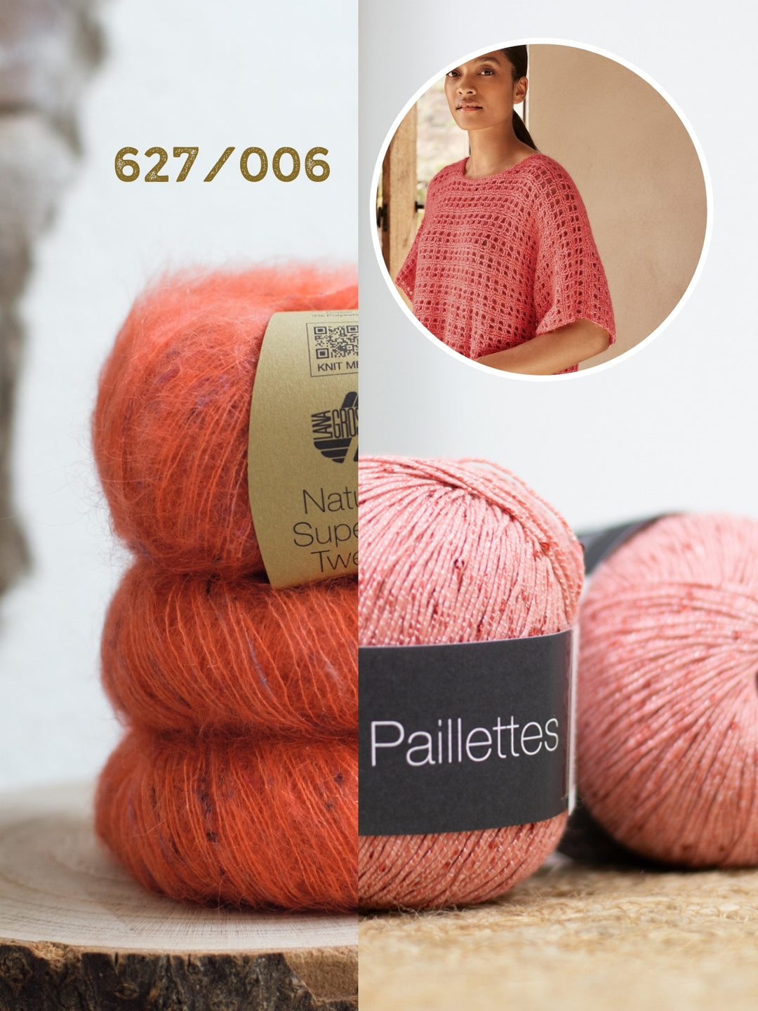 Haakpakket Natural Superkid Tweed Filo Paillettes shirt