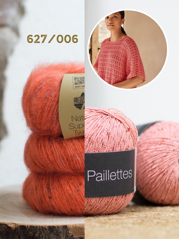 Haakpakket Natural Superkid Tweed Filo Paillettes shirt