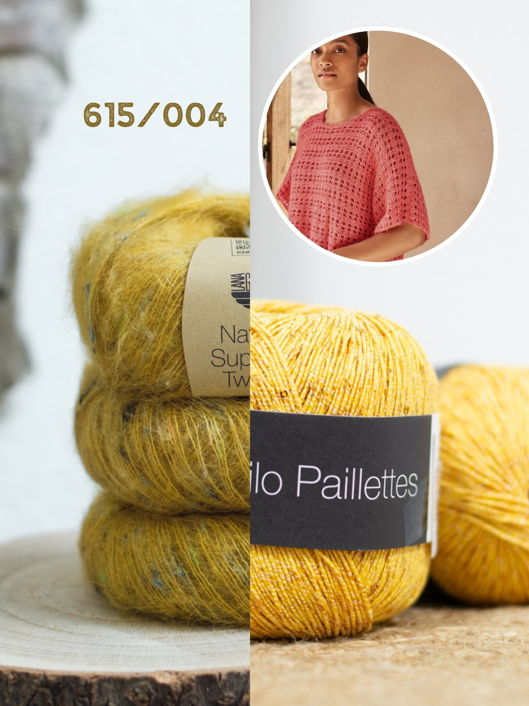 Haakpakket Natural Superkid Tweed Filo Paillettes shirt