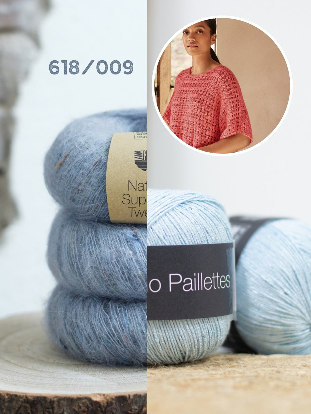 Haakpakket Natural Superkid Tweed Filo Paillettes shirt