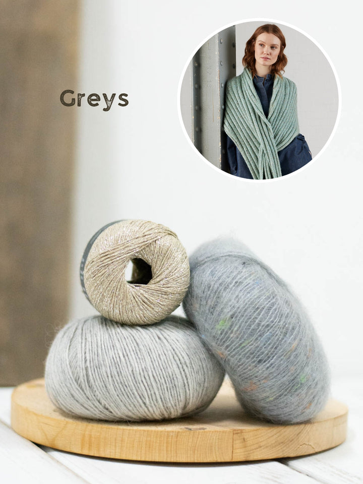 Breipakket Ecopuno Brillino Natural Superkid Tweed rib stola