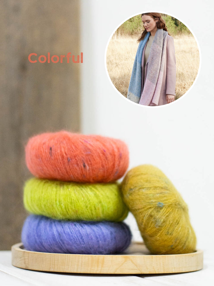 Breipakket Natural Superkid Tweed colorblock sjaal