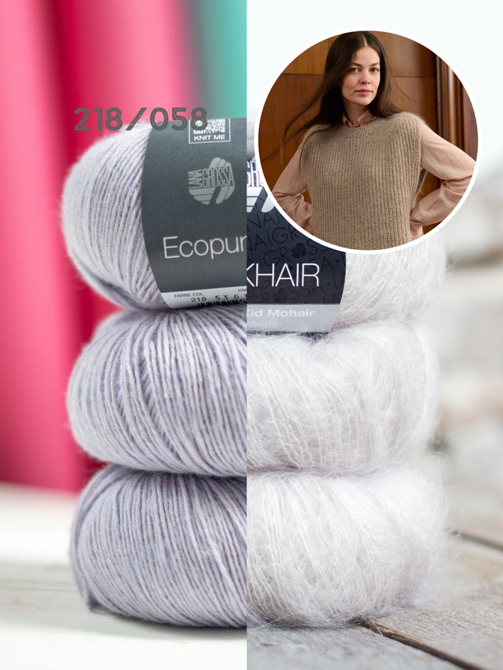 Breipakket Ecopuno Silkhair top-down spencer in patentsteek
