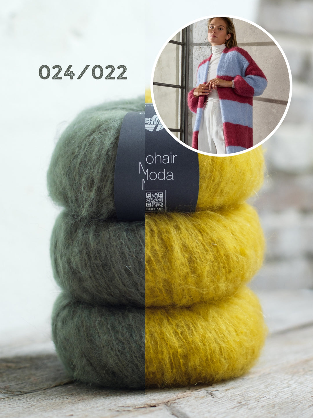 Breipakket Mohair Moda gestreepte mantel