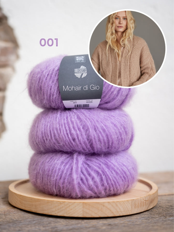Breipakket Mohair Di Gio vest met grote kabels
