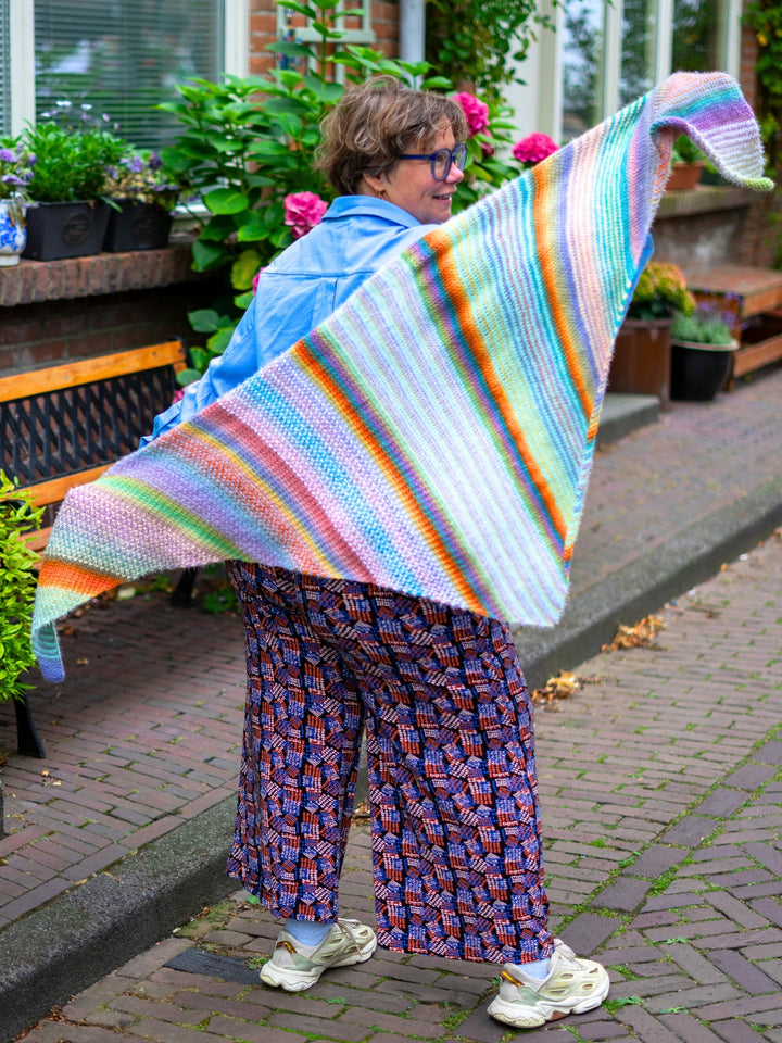 Tunisch haakpakket Over The Rainbow stola