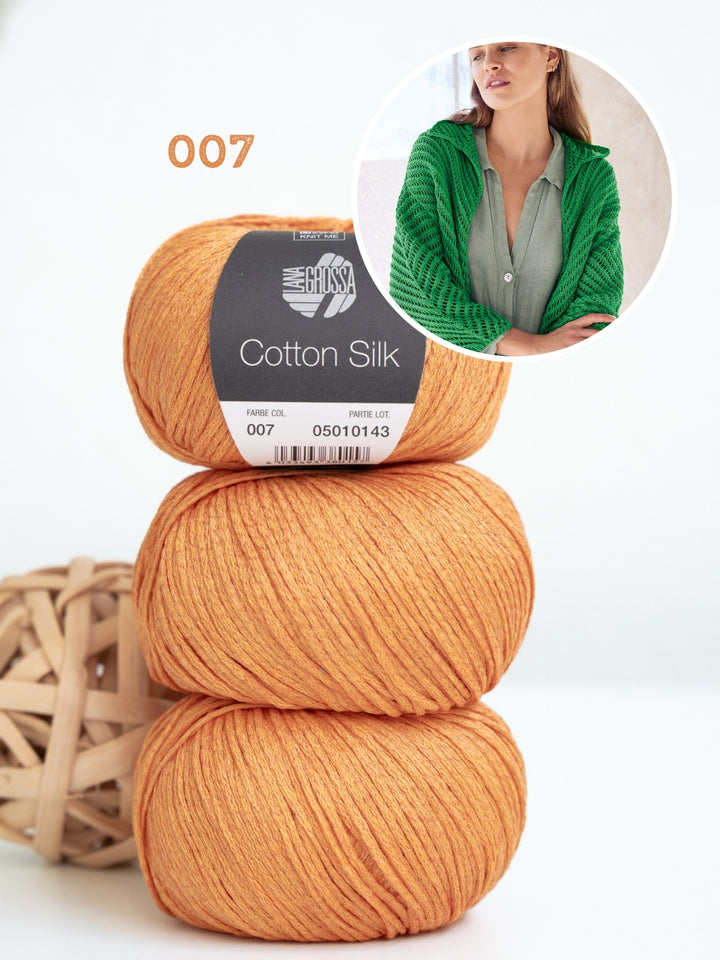 Breipakket Cotton Silk vest met visgraatpatroon