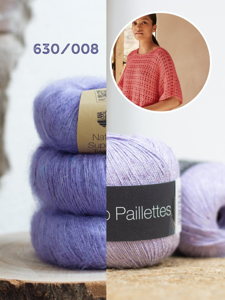 Haakpakket Natural Superkid Tweed Filo Paillettes shirt