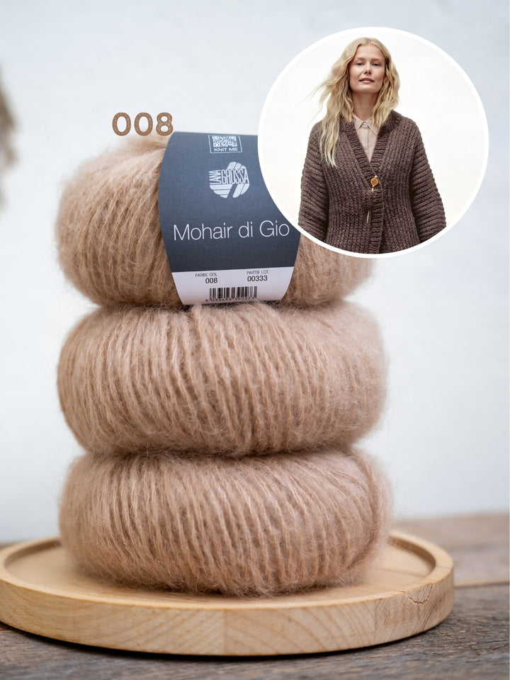 Breipakket Mohair Di Gio vest in halve patent - top-down