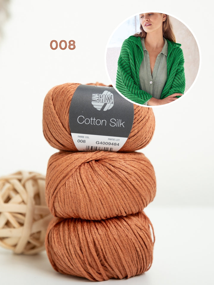 Breipakket Cotton Silk vest met visgraatpatroon