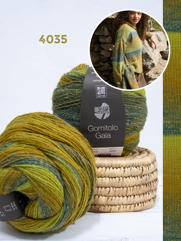 Breipakket Gomitolo Gala trui met knoopdetail