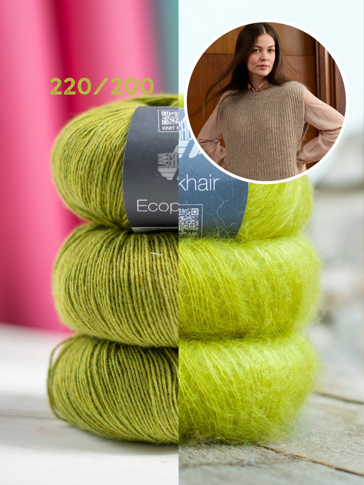 Breipakket Ecopuno Silkhair top-down spencer in patentsteek