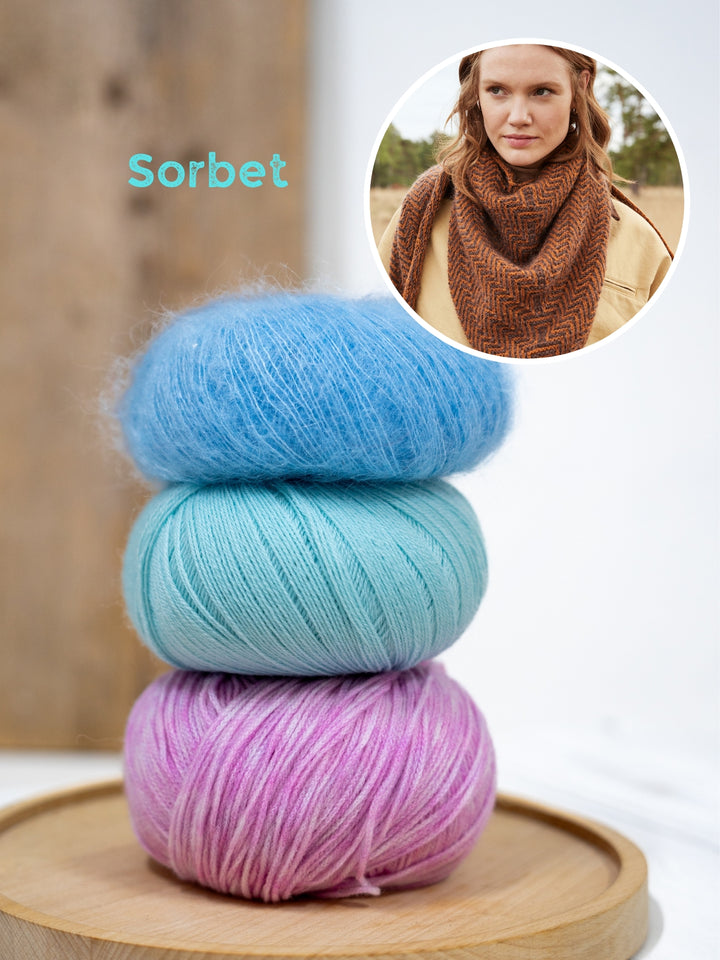 Breipakket Cashmere 16 Fine Silkhair Cool Wool Lace driehoekstola