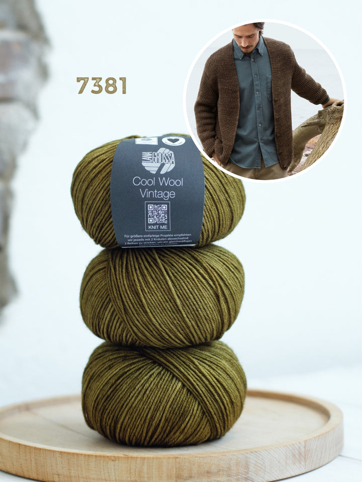 Breipakket Cool Wool Vintage v-hals vest in halve patentsteek voor hem