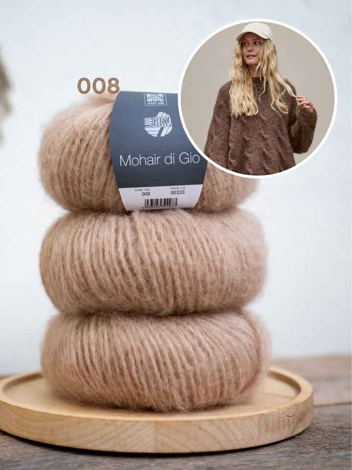 Breipakket Mohair Di Gio trui met kabels